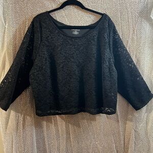 Lane Bryant Black Floral Lace Crop top/Blouse